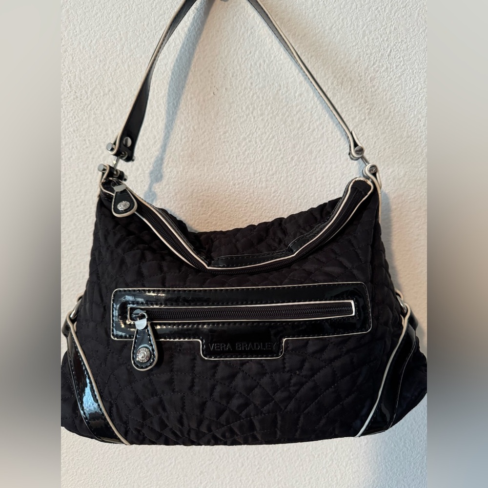VERA BRADLEY Black Quilted Medium Shoulder Bag